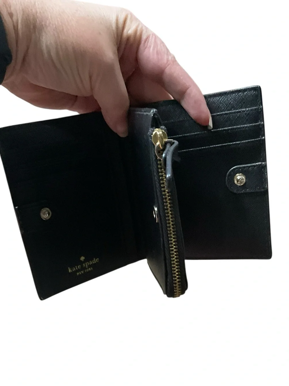 kate spade Laurel Way Small Shawn Wallet in Black Saffiano Textured Leather